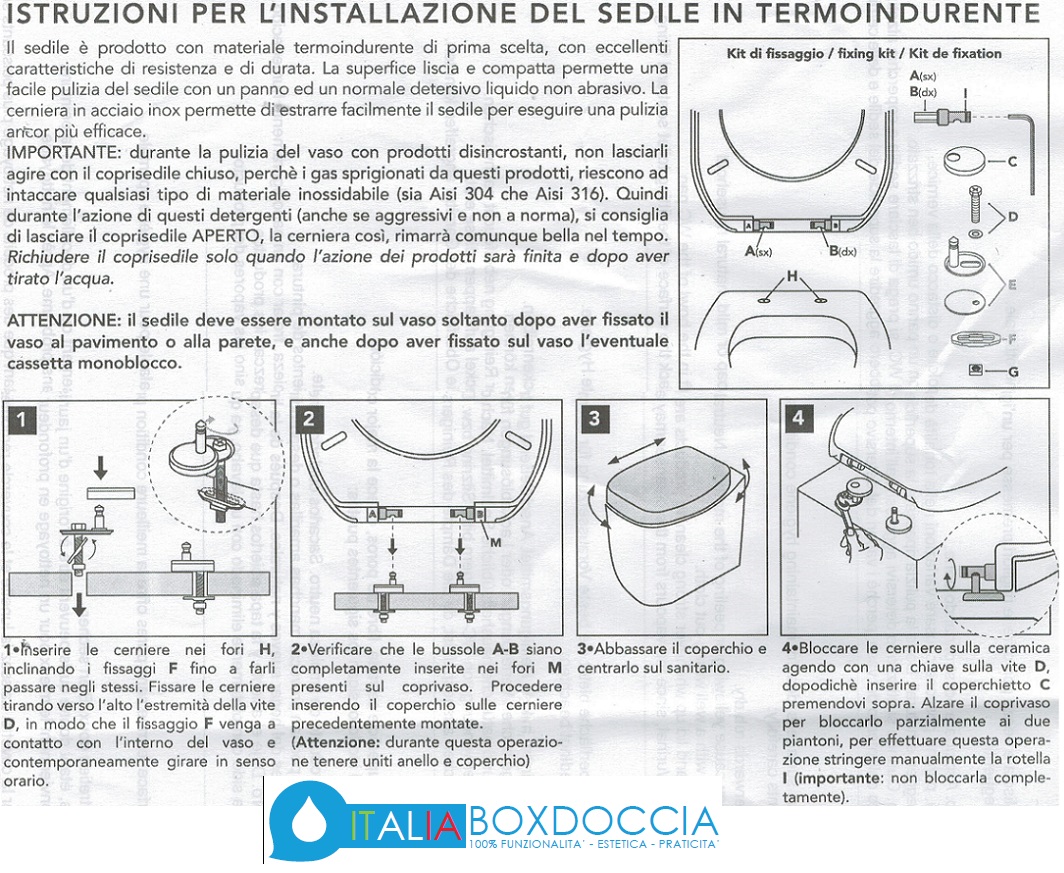 Sedile WC Originale GALASSIA MEG11 – Copri Vaso Con Chiusura Tradizionale, Bianco Lucido Antibatterico